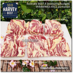 Australia BEEF TRIMMINGS 65CL daging sapi tetelan frozen HARVEY portioned 1.5" 4cm +/- 1.2kg (price/kg)